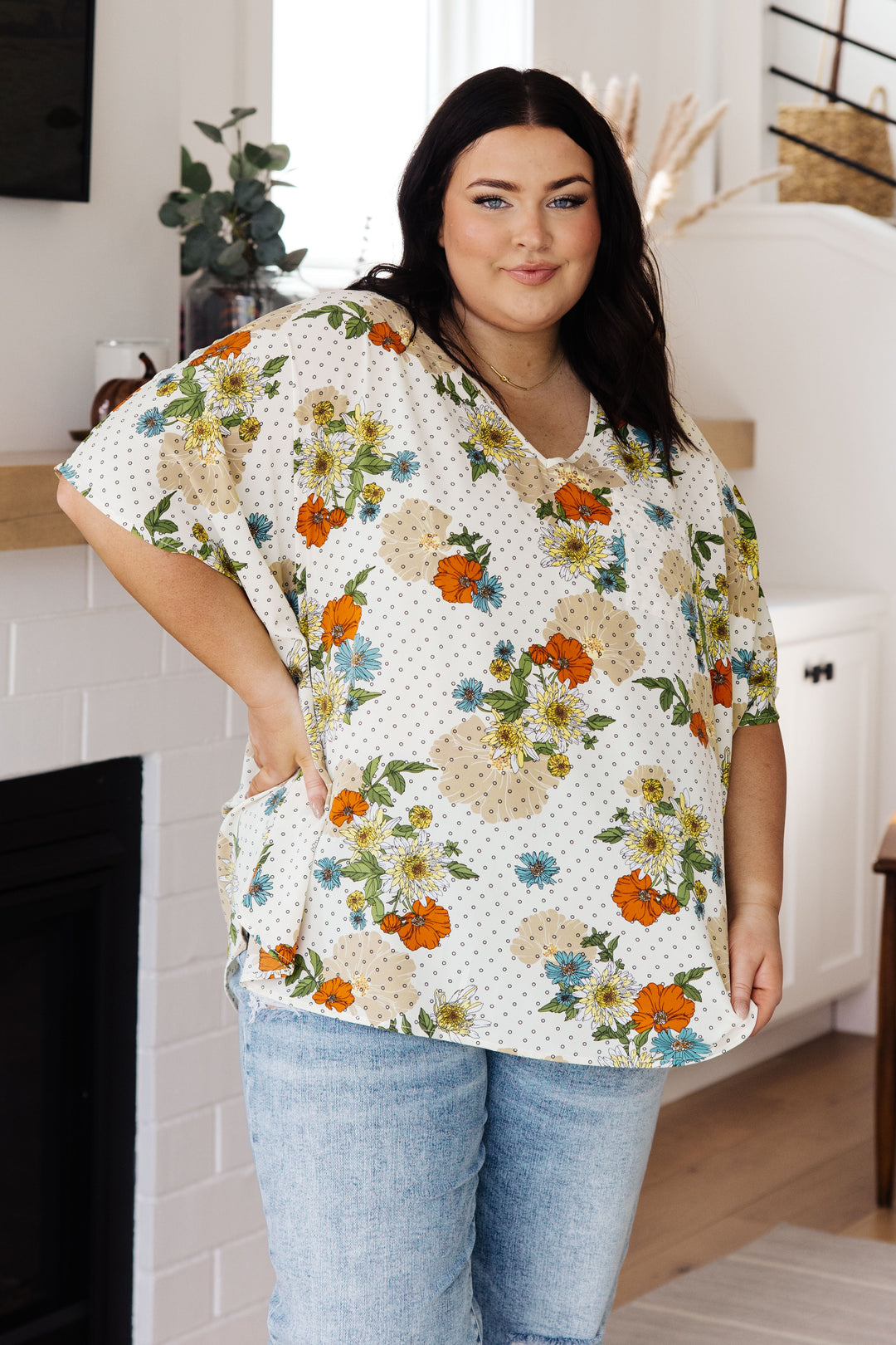 Good Morning Floral V-Neck Blouse